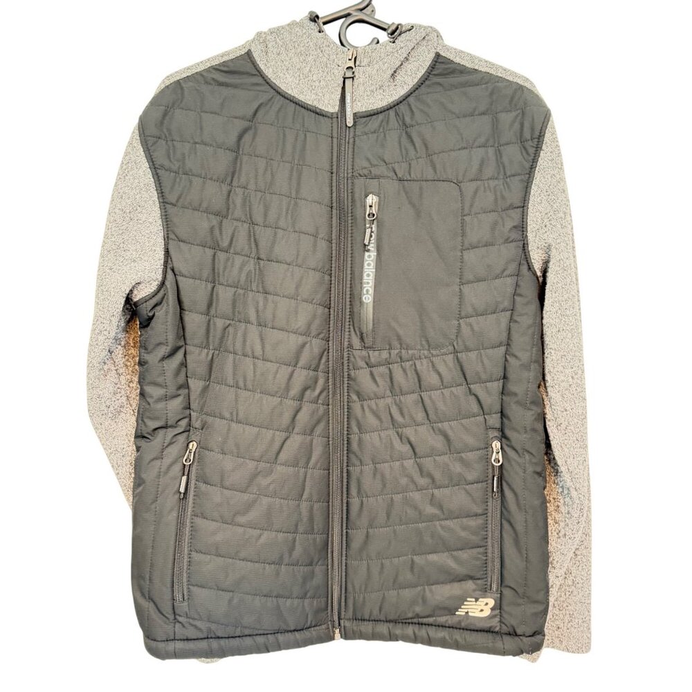 New Balance Quilted Front Full-Zip Hoodie - Men's S - Black/Gray - Picture 2 of 11
